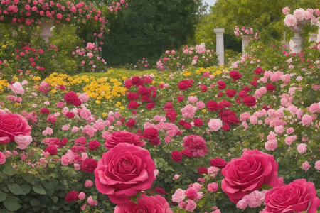 Roses in the garden, Roses are beautiful with a beautiful sunny day.の素材