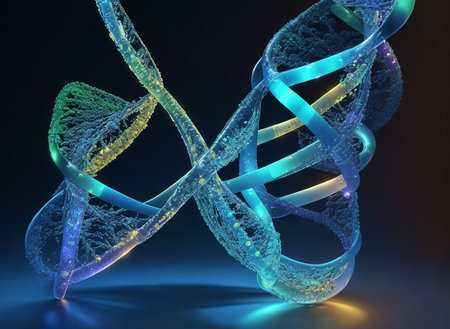 DNA structure, 3d render, computer digital illustration, scientific backgroundの素材
