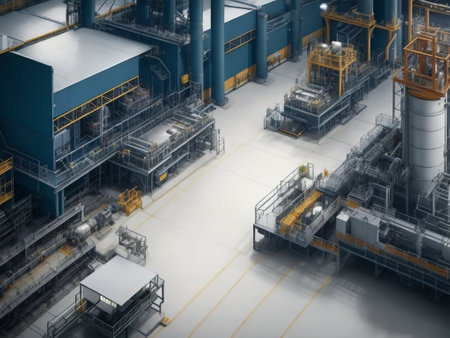 Industrial interior of a large industrial plant. 3d rendering.の素材