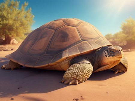 African spurred tortoise (Geochelone sulcata) in Namibiaの素材