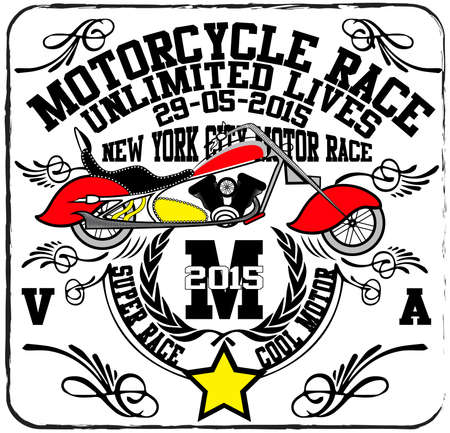 Vintage Motorbike Race Hand drawing T-shirt Printingのイラスト素材