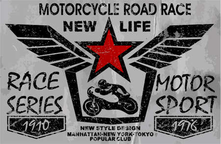vintage motorcycle labels, badges and design elementsのイラスト素材