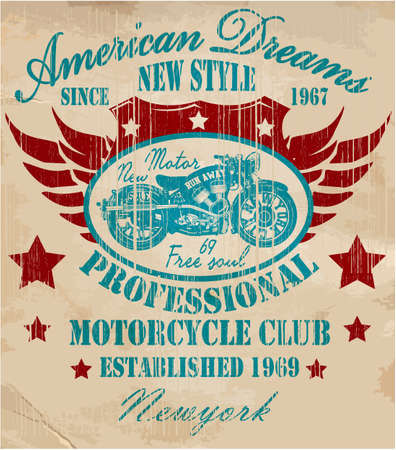 Vintage Motorcycle T-shirt Graphicのイラスト素材