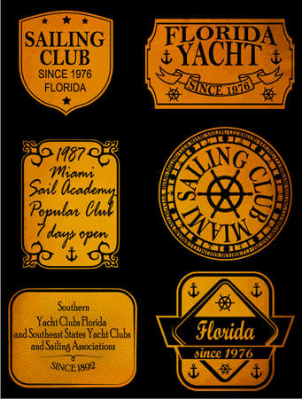 Set of retro vintage nautical labels and badges logo templates. Hipster style design, brand, branding, logotype, company, corporate, identity, sail, sailing Clean and modern, vector eps 10のイラスト素材