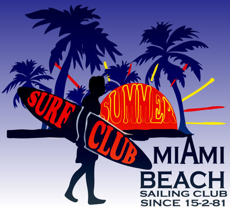 Sunset at tropical beach hawaiiのイラスト素材