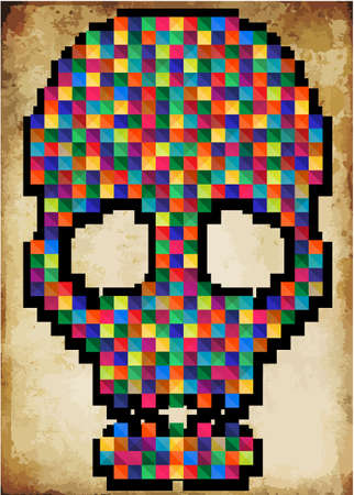 T-shirt Graphics/skull vector/skull illustration/evil skull/concert posters/rock and roll themed graphic/T-shirt graphics for textile/Black grunge vector skull/Human skull on isolated white backgroundのイラスト素材