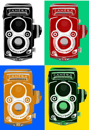 vintage retro old film cameraのイラスト素材