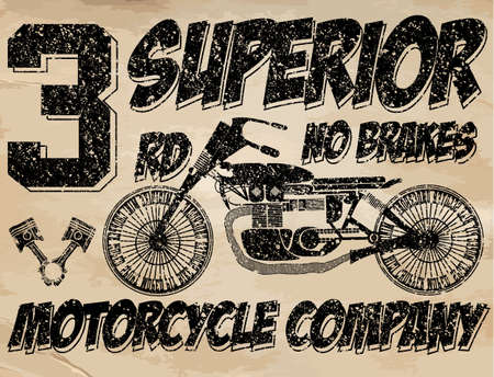 Vintage Motorbike Race Hand drawing T-shirt Printingのイラスト素材