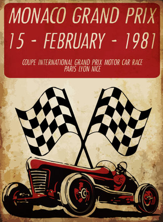 vintage race car for printing.vector old school race poster.retro race car setのイラスト素材