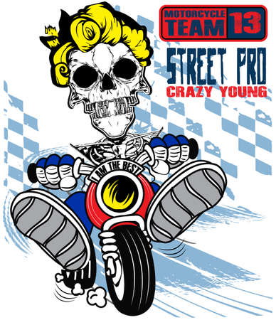 Skull boy on a bicycle vector on a white backgroundのイラスト素材