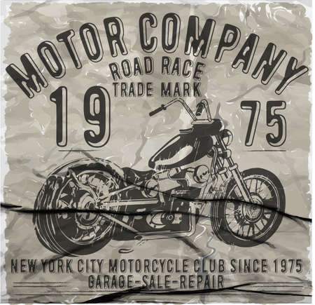 Motorcycle Racing Typography Graphics and Poster. Skull and Old school bike. T-shirt Design; vector illustrationのイラスト素材