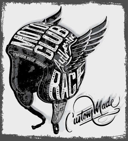 Motorcycle Helmet Typography New York Sports Clubのイラスト素材