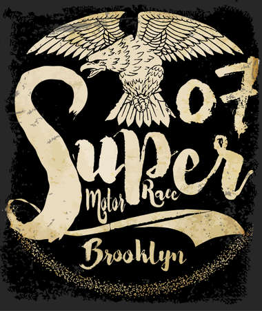 Tee graphic design with eagle and typography designのイラスト素材