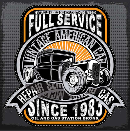 Vintage car tee graphic designのイラスト素材