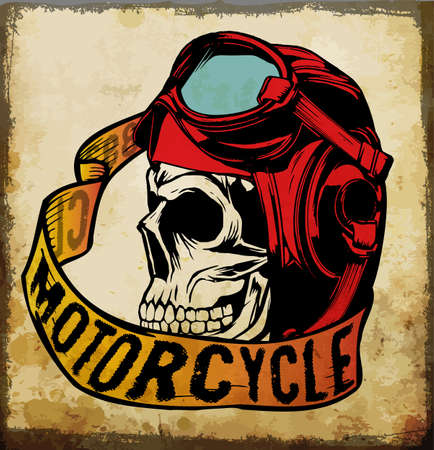 Motorcycle Skull tee graphic designのイラスト素材