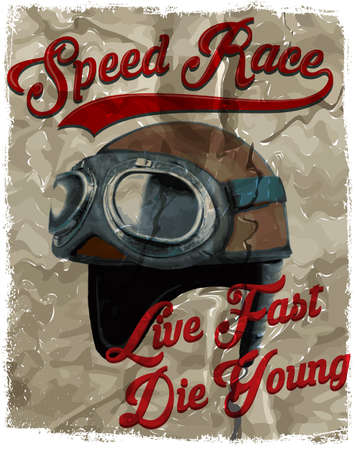 Motorcycle Helmet Typography Tee Graphic Designのイラスト素材