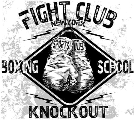 handmade illustration vector sketch athletics boxing gloves logo with wording for apparelのイラスト素材