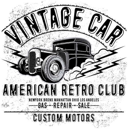 Retro car service sign. Vector illustration.のイラスト素材