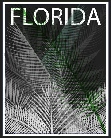 Florida typography with floral illustration for t-shirt print , vector illustration.のイラスト素材
