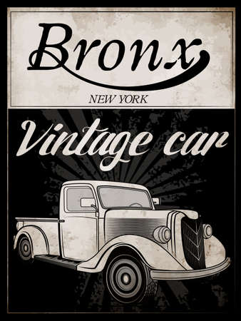 Old American Car Vintage Classic Retro man T shirt Graphic Designのイラスト素材