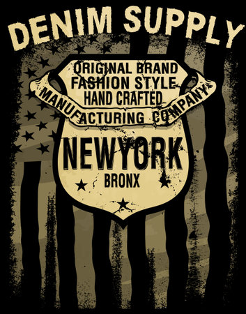 Vintage america denim typography; t-shirt graphics; vectorsのイラスト素材