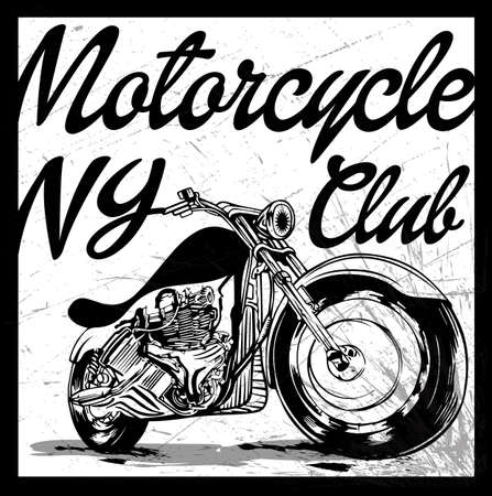 Vintage Motorcycle hand drawn vector tee graphic designのイラスト素材