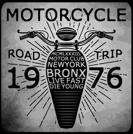 Vintage Motorcycle hand drawn vector tee graphic designのイラスト素材