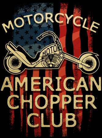 Vintage Motorcycle hand drawn vector tee graphic designのイラスト素材