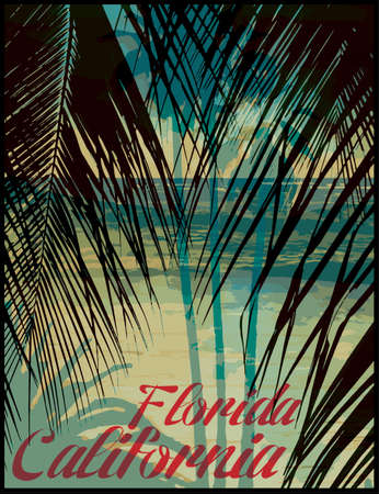 Vector illustration summer theme california california. Vintage design. Typography; t-shirt graphics; print; poster; banner; flyer; postcardのイラスト素材