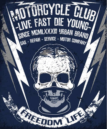 Skull T-shirts Graphic Design Motor Clubのイラスト素材