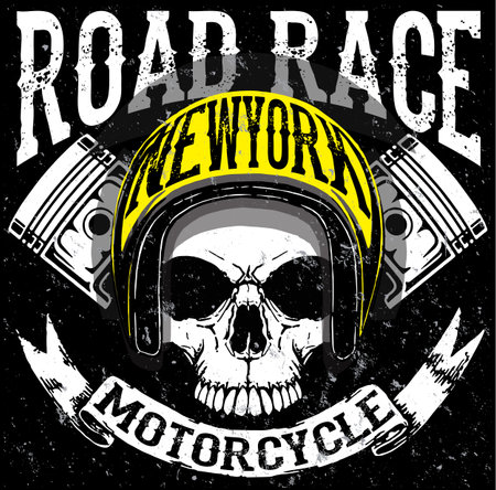 Tee skull motorcycle graphic designのイラスト素材