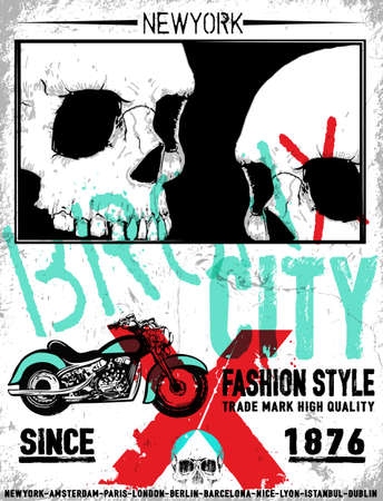Tee skull motorcycle graphic designのイラスト素材