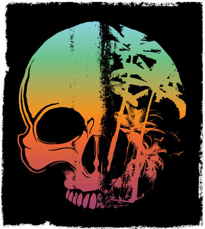 Skull Summer T shirt Graphic Designのイラスト素材