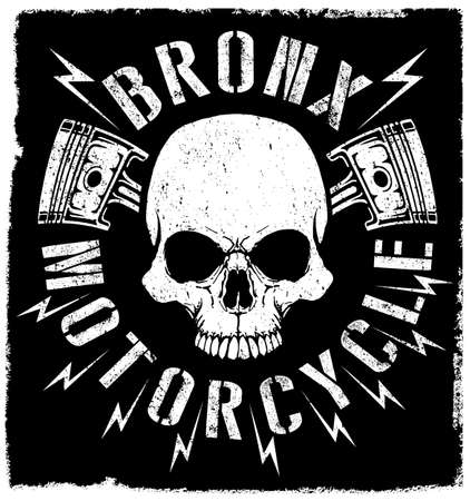Vintage Biker Skull Emblem Tee Graphicのイラスト素材