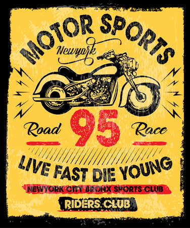 Vintage Motorcycle hand drawn vector tee graphic designのイラスト素材