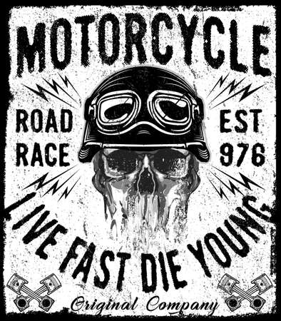 Vintage Motorcycle hand drawn vector tee graphic designのイラスト素材
