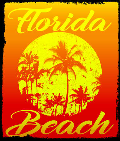 Summer beach vector background in retro styleのイラスト素材
