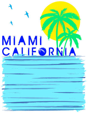 Summer beach vector background in retro styleのイラスト素材