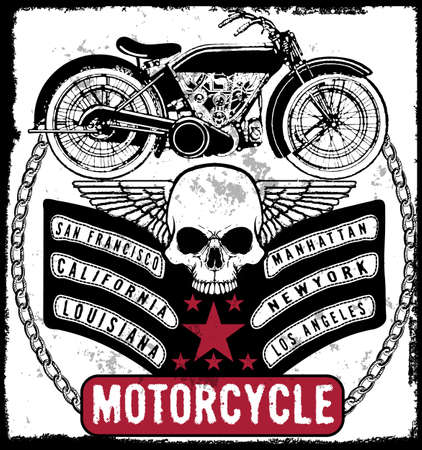 Motorcycle Poster Skull Tee Graphic Designのイラスト素材