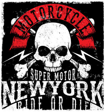 Motorcycle Poster Skull Tee Graphic Designのイラスト素材