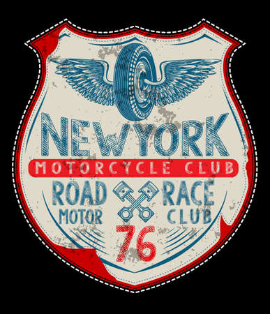 Motorcycle label t-shirt design with illustration of custom chopperのイラスト素材