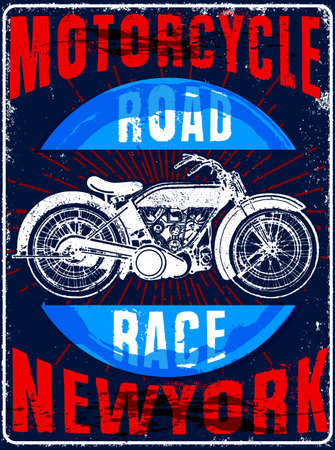 Vintage Motorcycle hand drawn vector tee graphic designのイラスト素材