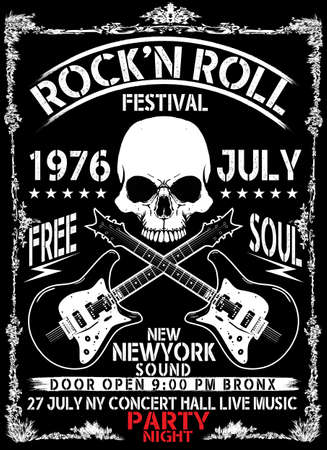 Hand drawn Rock festival poster. Rock and Roll sign.のイラスト素材
