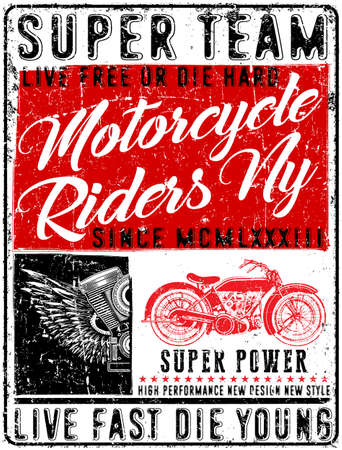 Motorcycle typography, vintage motor, t-shirt graphics, vectorsのイラスト素材