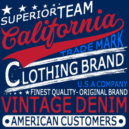 Typography vintage Denim brand logo print for t-shirt. Retro artwork vector illustrationのイラスト素材