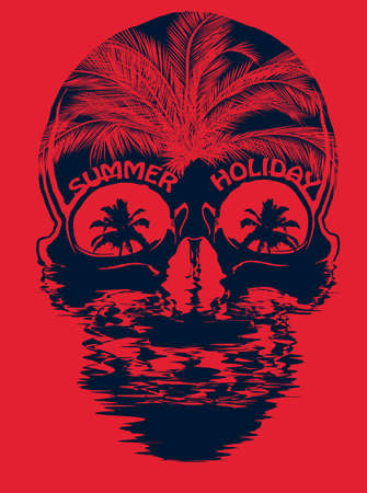 Skull Summer T shirt Graphic Designのイラスト素材