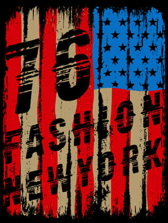 american flag broken / vintage flag design / original tee print designのイラスト素材