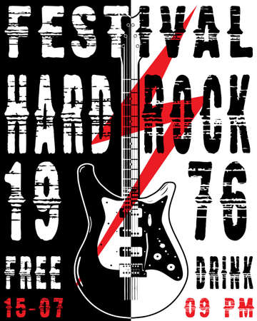 Cool grunge hand drawn electric guitar with distorted text in it. Rock Starのイラスト素材