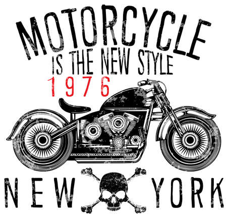 Vintage Motorcycle T-shirt Graphicのイラスト素材