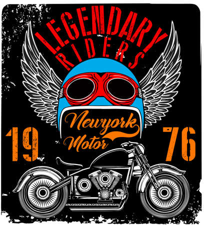 Vintage Motorcycle T-shirt Graphicのイラスト素材